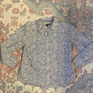 Talbots Leopard Print Top - Black and Tan